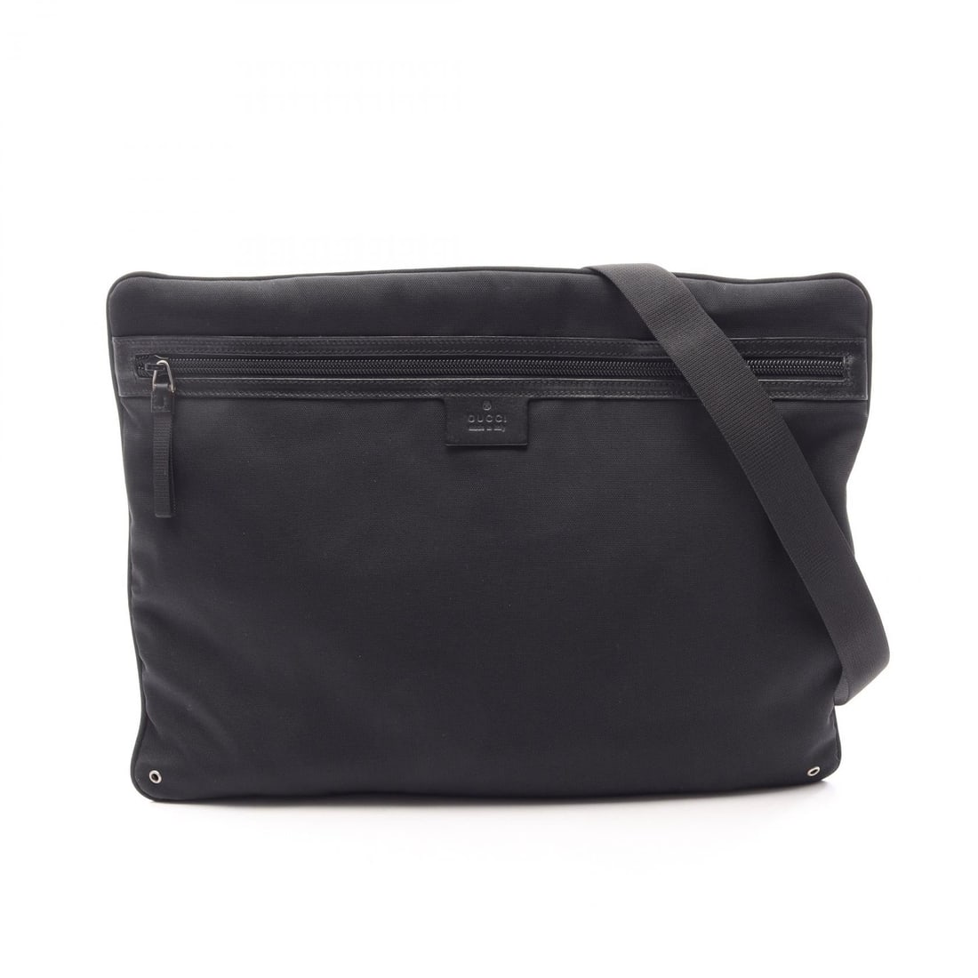 Gucci Canvas Shoulder Bag Black: Black shoulder bag in canvas and leather, model 90477; 38 x 29.5 x 2 cm.