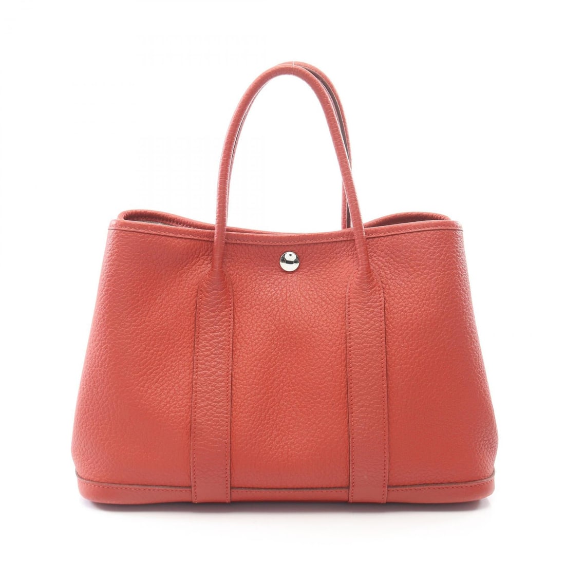 Hermes Garden Party TPM Rouge: Garden Party TPM tote in Rouge Duchess Vash Country leather with silver hardware; 30 x 21 x 14 cm.
