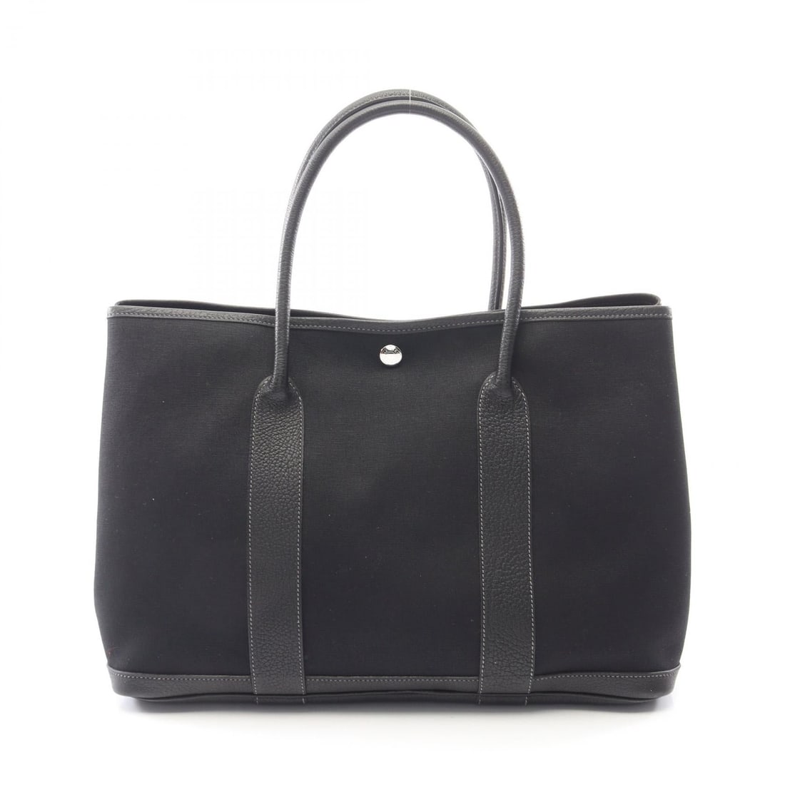 Hermes Garden Party PM Black: Garden Party PM tote in black Toile Officier and Negonda leather with silver hardware; 36 x 25 x 17 cm.