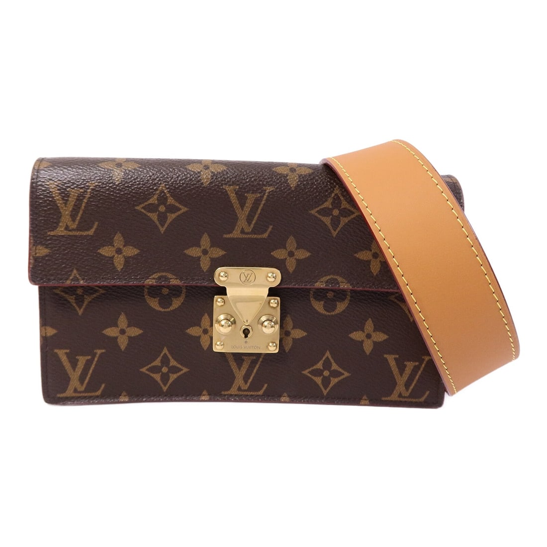 Louis Vuitton S Lock Belt Pouch: S Lock Belt Pouch GM waist bag M68550 in Monogram coated canvas with gold hardware; includes box and storage bags; 19.5 x 11.5 x 4 cm.