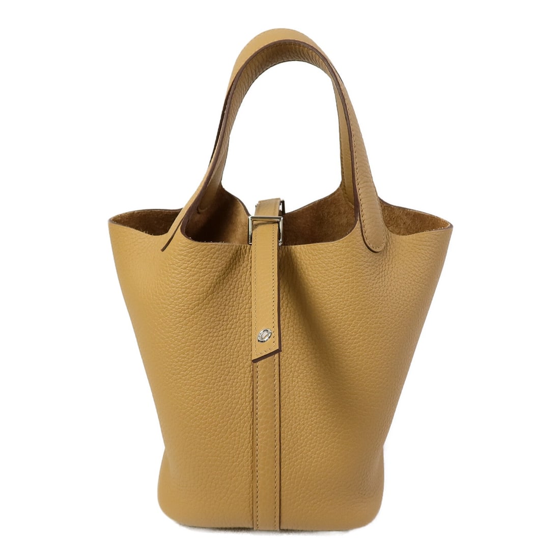 Hermes Picotin PM Biscuit: Picotin PM tote in Biscuit Taurillon Clemence leather with palladium hardware; includes box and storage bags; 18 x 18 x 13 cm.