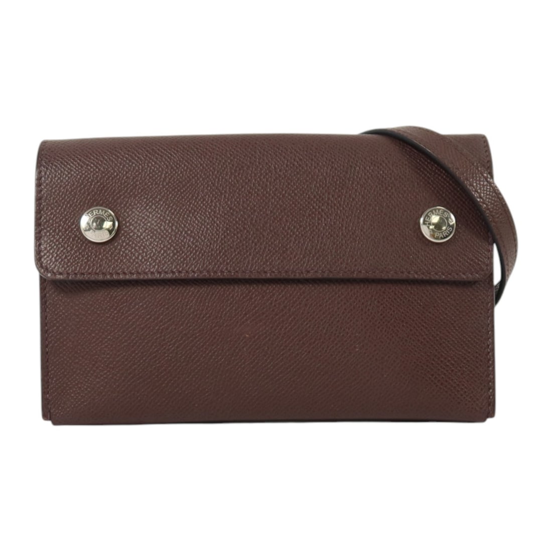Hermes Hermesnap Wallet Red: Hermesnap wallet shoulder bag in Rouge Sellier Epsom leather with palladium hardware; 18 x 12 x 3.5 cm.