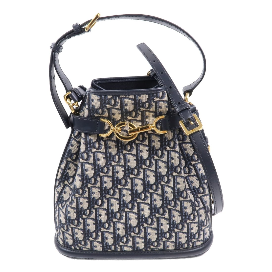 Dior C'est Dior Medium Navy: C'est Dior Medium 2 way bag M2271UTZQ in navy canvas and calfskin with gold hardware; includes storage bags and shoulder strap; 24 x 25 x 9 cm.