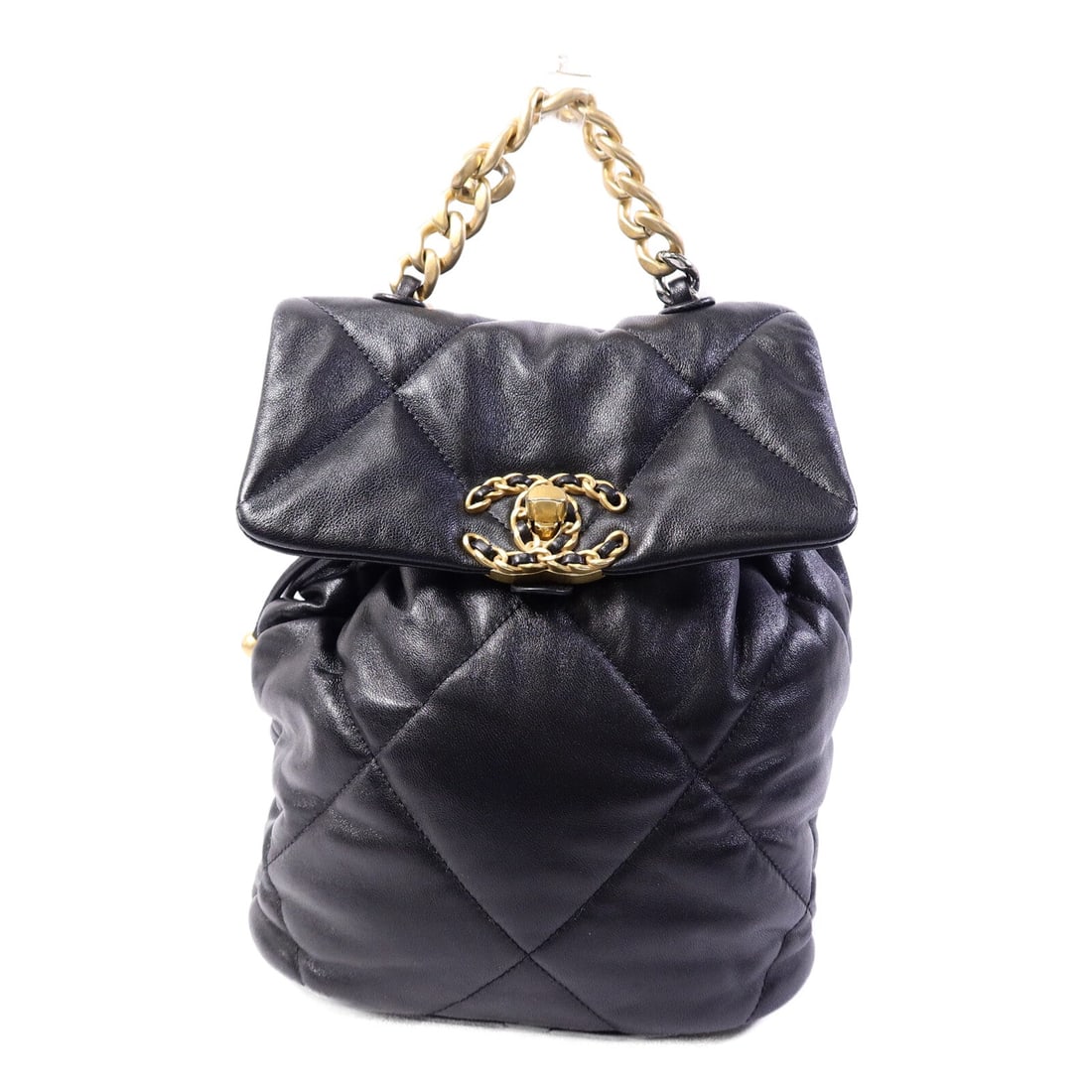 Chanel 19 Backpack Black: Chanel 19 backpack AS4223 in black lambskin; 20.5 x 25.5 x 14 cm.