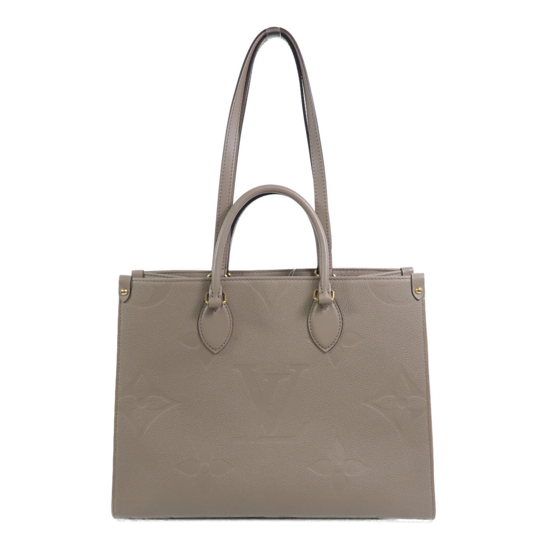 Louis Vuitton On The Go MM: On The Go MM 2 way shoulder bag M45607 in beige Monogram Empreinte calfskin with gold hardware; includes storage bags; 34 x 26 x 15 cm.