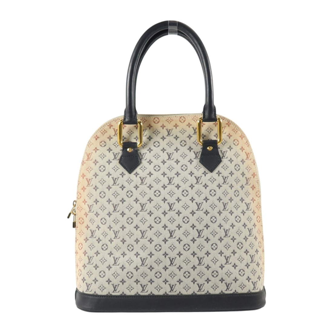 Louis Vuitton Alma Haut Black Gray: Alma Haut M92203 in black and gray Monogram Mini Lin canvas with gold hardware; includes storage bags; 33 x 33.5 x 10.5 cm.