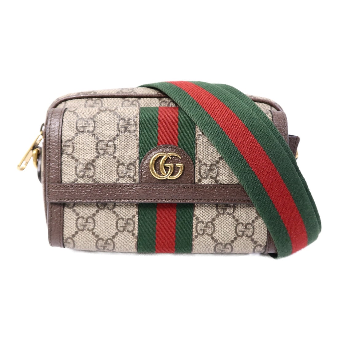 Gucci GG Supreme Shoulder Brown: GG Supreme shoulder bag 746308 in brown coated canvas with gold hardware; includes shoulder strap; 20 x 12 x 4 cm.