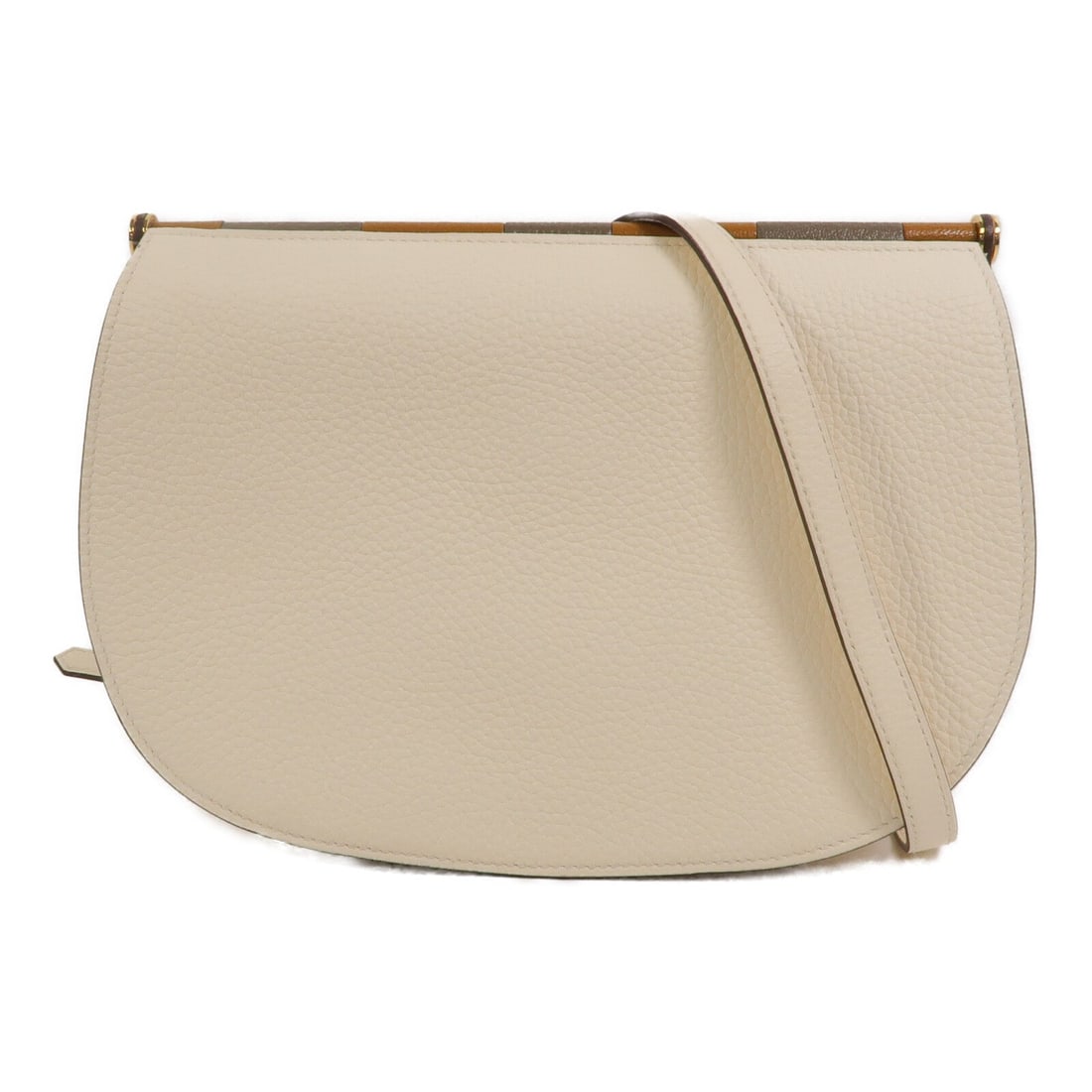 Hermes Sac Saut 25 Nata: Sac Saut 25 shoulder bag in Nata Taurillon Clemence calfskin with gold hardware; 25 x 18 x 6 cm.