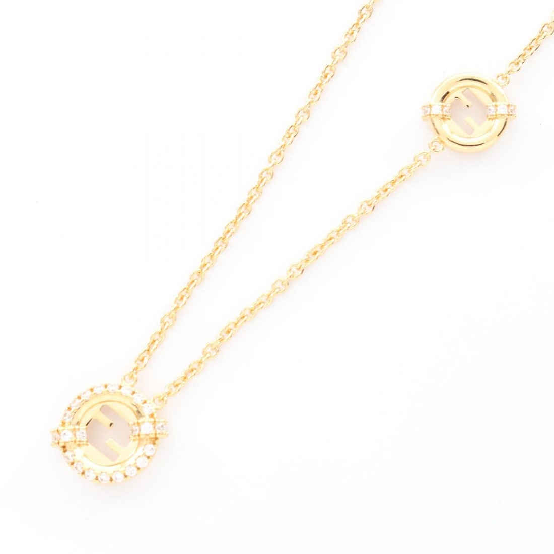 Fendi Everround Necklace Gold: Everround Fendi necklace in gold plated finish with clear rhinestones.