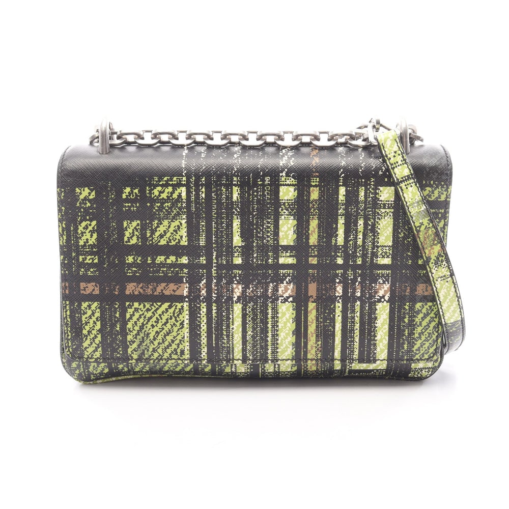 Prada Chain Shoulder Bag Multicolor: Black yellow-green multicolor leather chain bag. 24 x 15 x 2 cm.