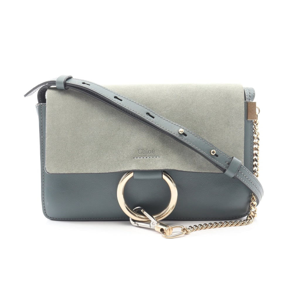 Chloe Faye Light Blue Green: Chloe Faye Shoulder Bag. Color: Light Blue Blue Green. Material: Suede Leather. Size: 24 X 15.5 X 3 Cm. Strap: 109-121 Cm.