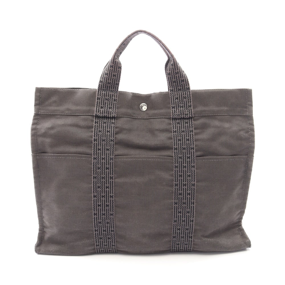 Hermes Yale Line Mm Tote Dark Gray: Hermes Yale Line Mm Handbag Tote Bag. Color: Dark Gray. Material: Nylon Canvas. Size: 42 X 32 X 11 Cm. Handle: 29 Cm.
