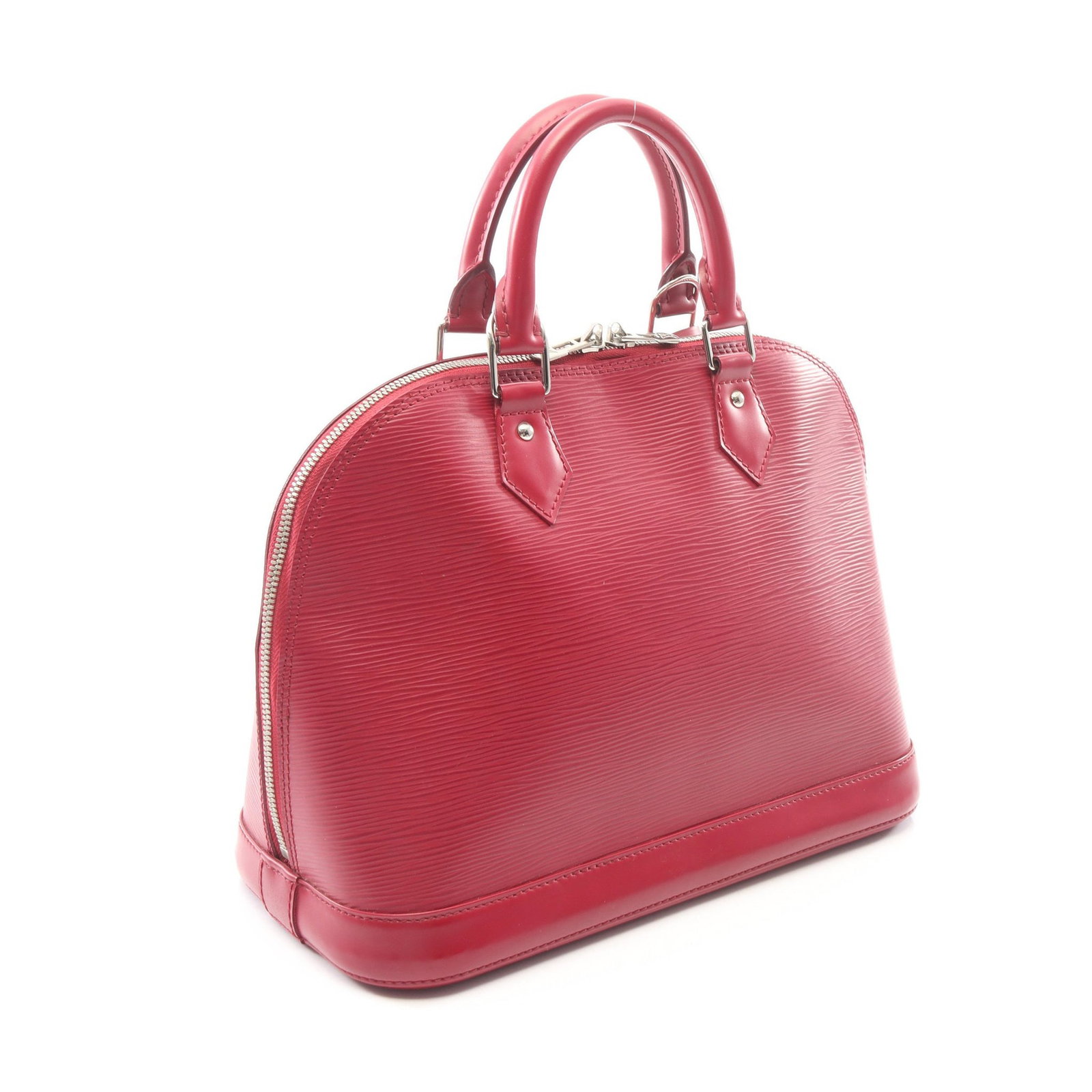 Louis Vuitton Alma PM Fuchsia: Alma PM handbag in pink purple Epi leather. Includes padlock, two keys, and crochet. Size 32 x 23 x 15 cm.