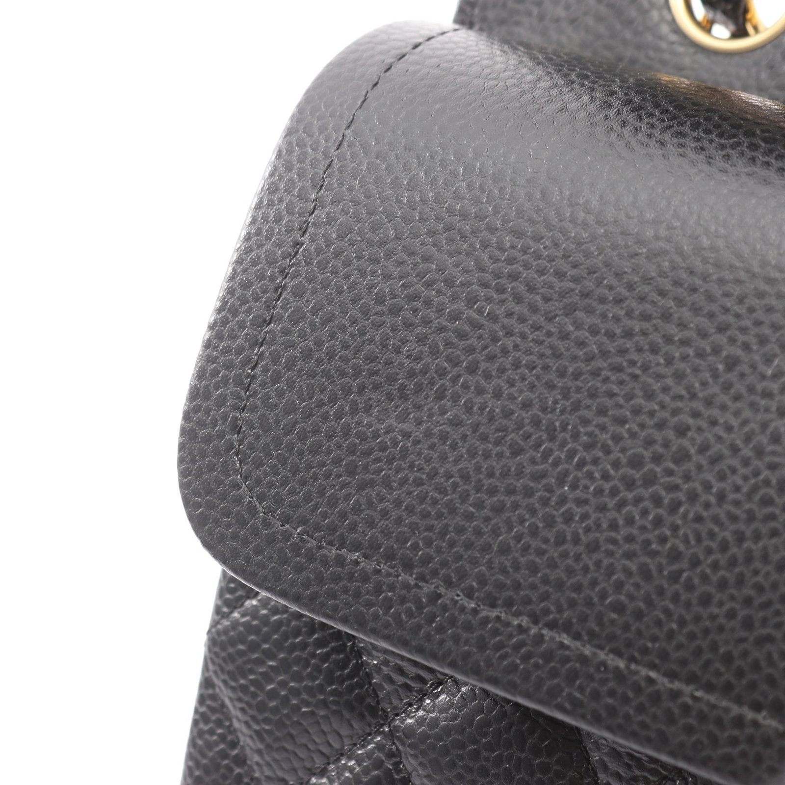 Chanel Double Flap Black Caviar: Black caviar skin double flap chain shoulder bag with gold-tone hardware.