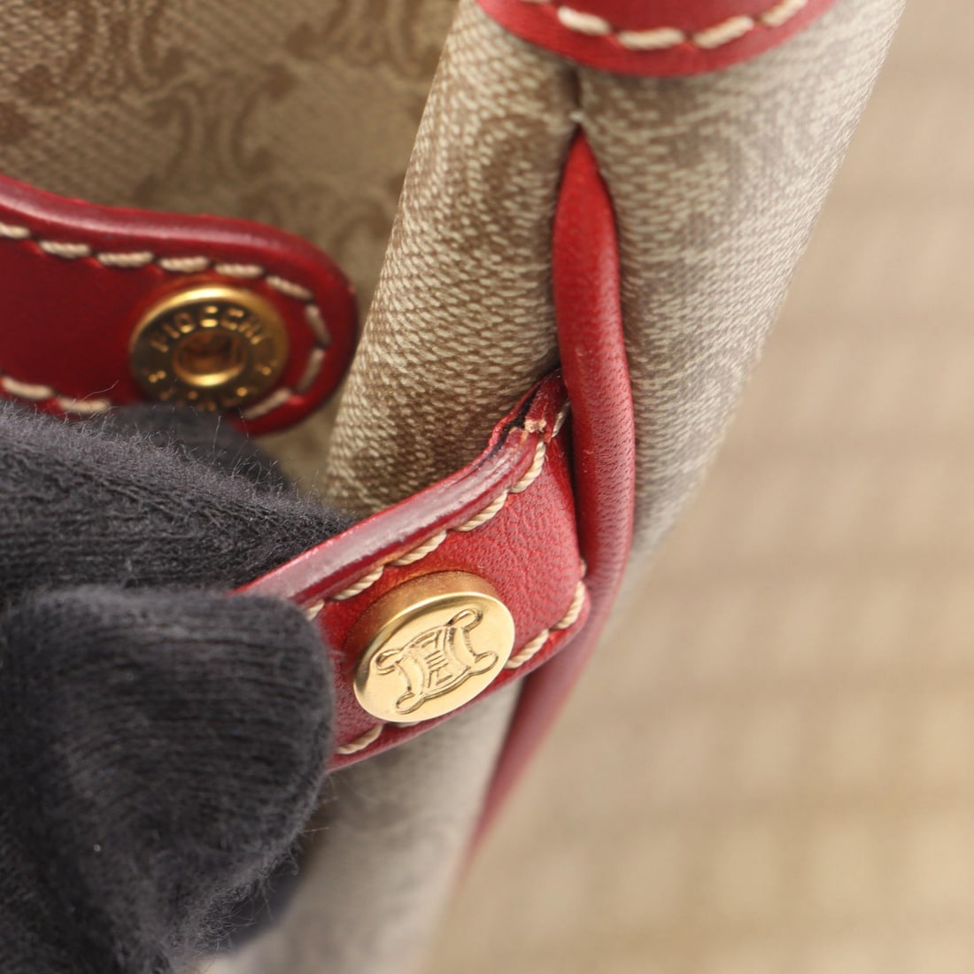Celine Macadam Handbag Beige Red - 10