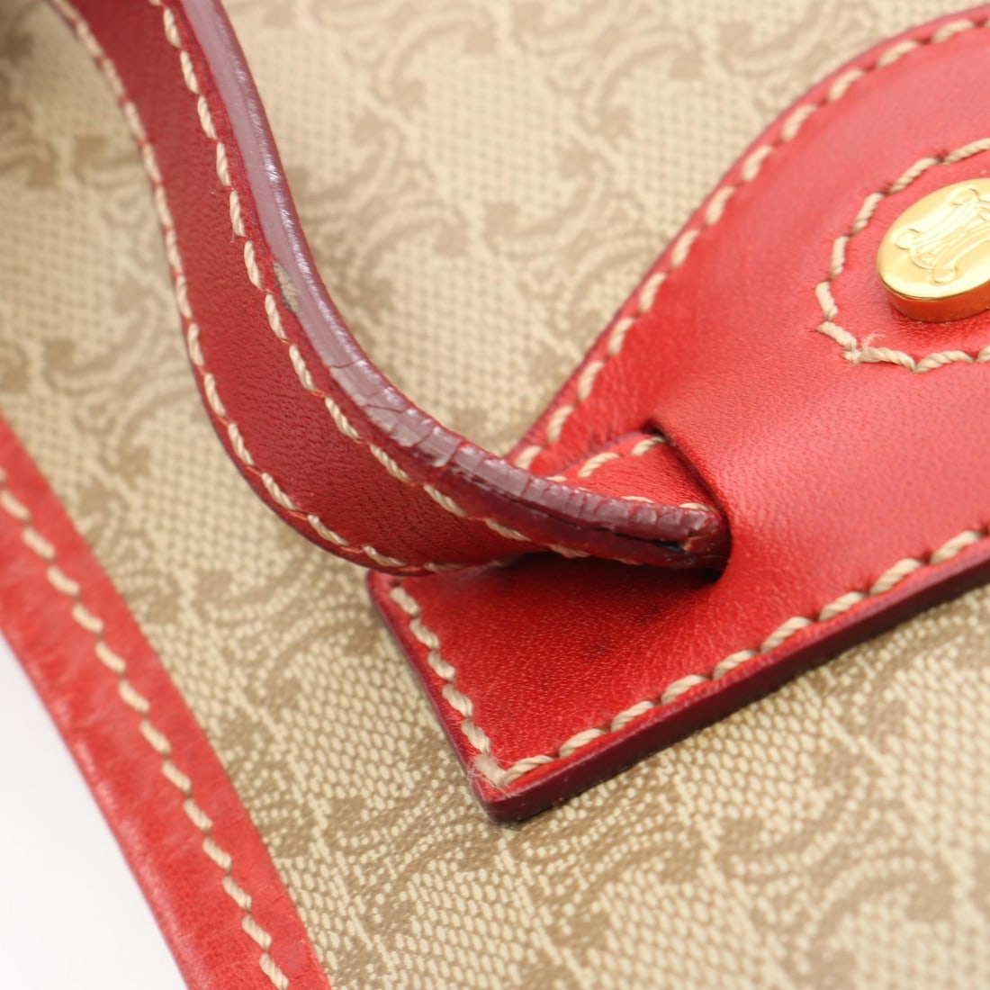 Celine Macadam Handbag Beige Red - 11