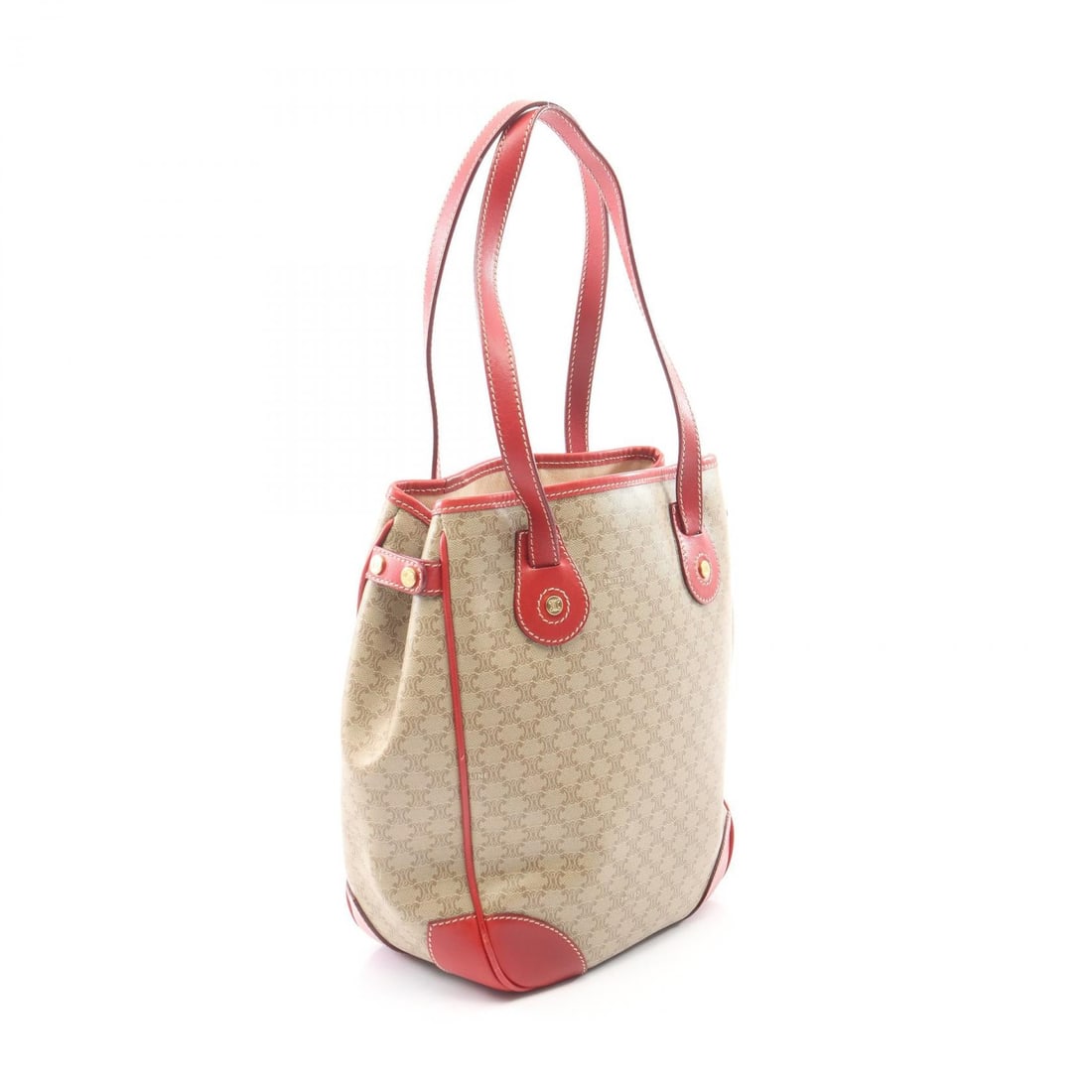 Celine Macadam Handbag Beige Red - 2