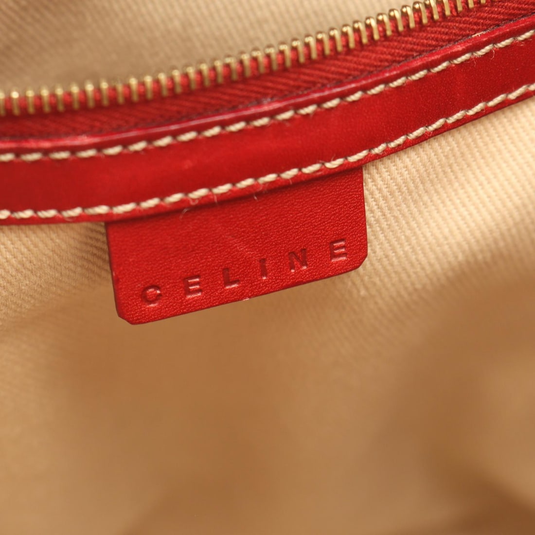Celine Macadam Handbag Beige Red - 4