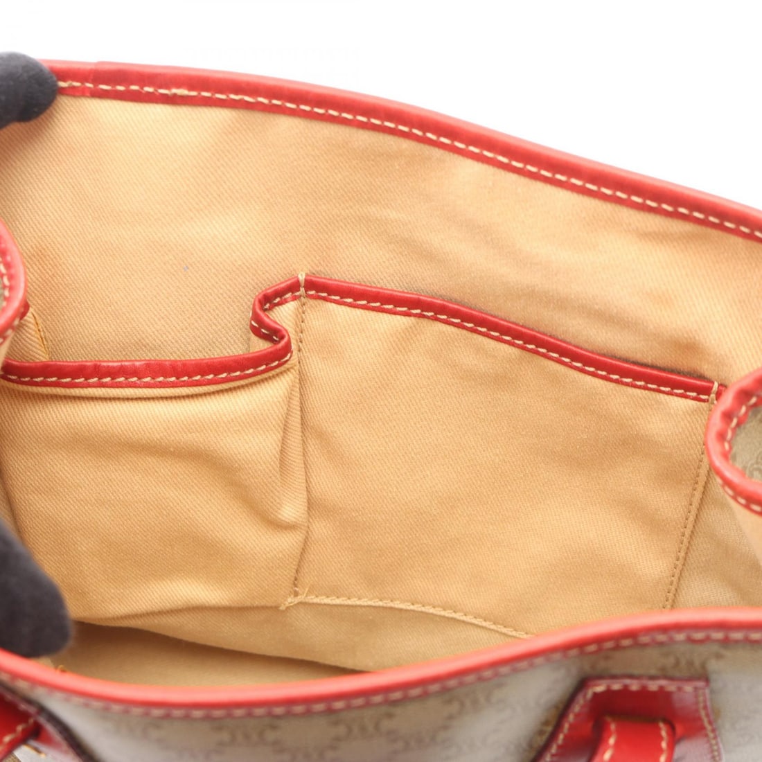 Celine Macadam Handbag Beige Red - 5