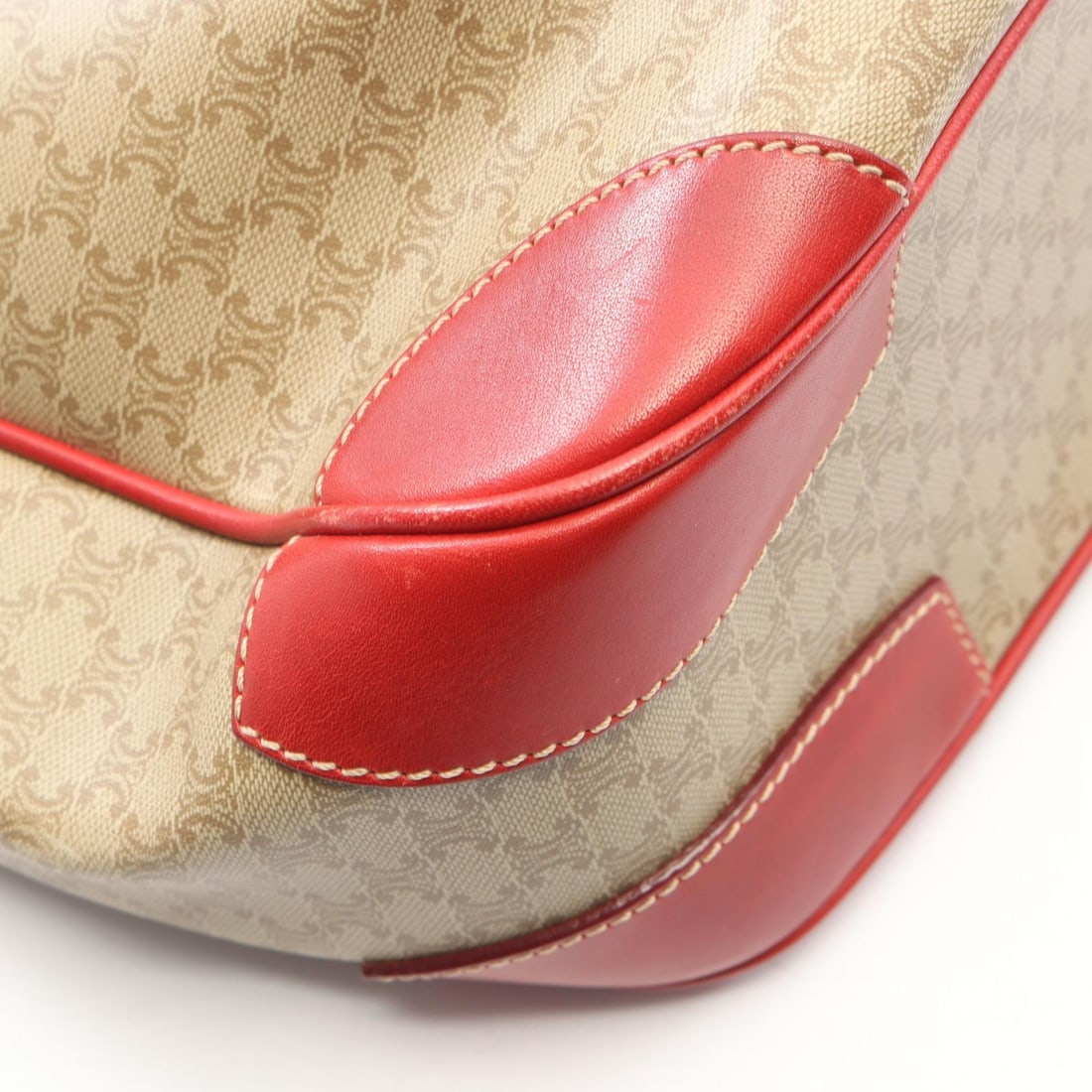 Celine Macadam Handbag Beige Red - 6