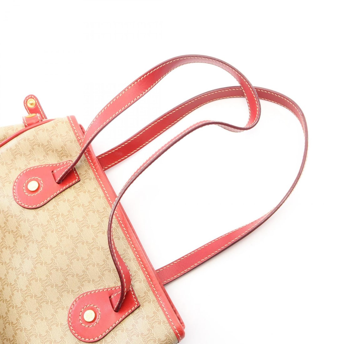 Celine Macadam Handbag Beige Red - 7