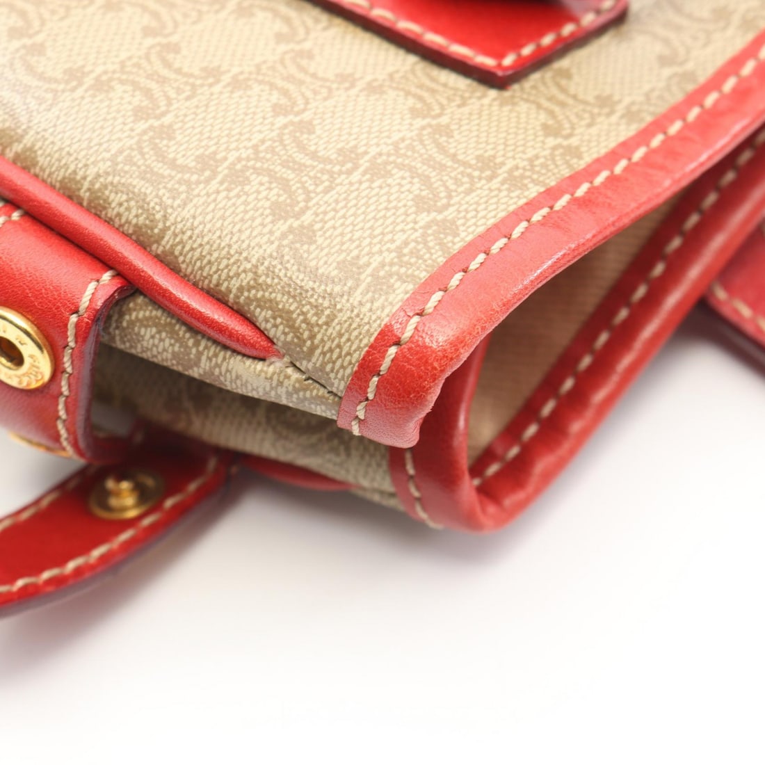 Celine Macadam Handbag Beige Red - 8