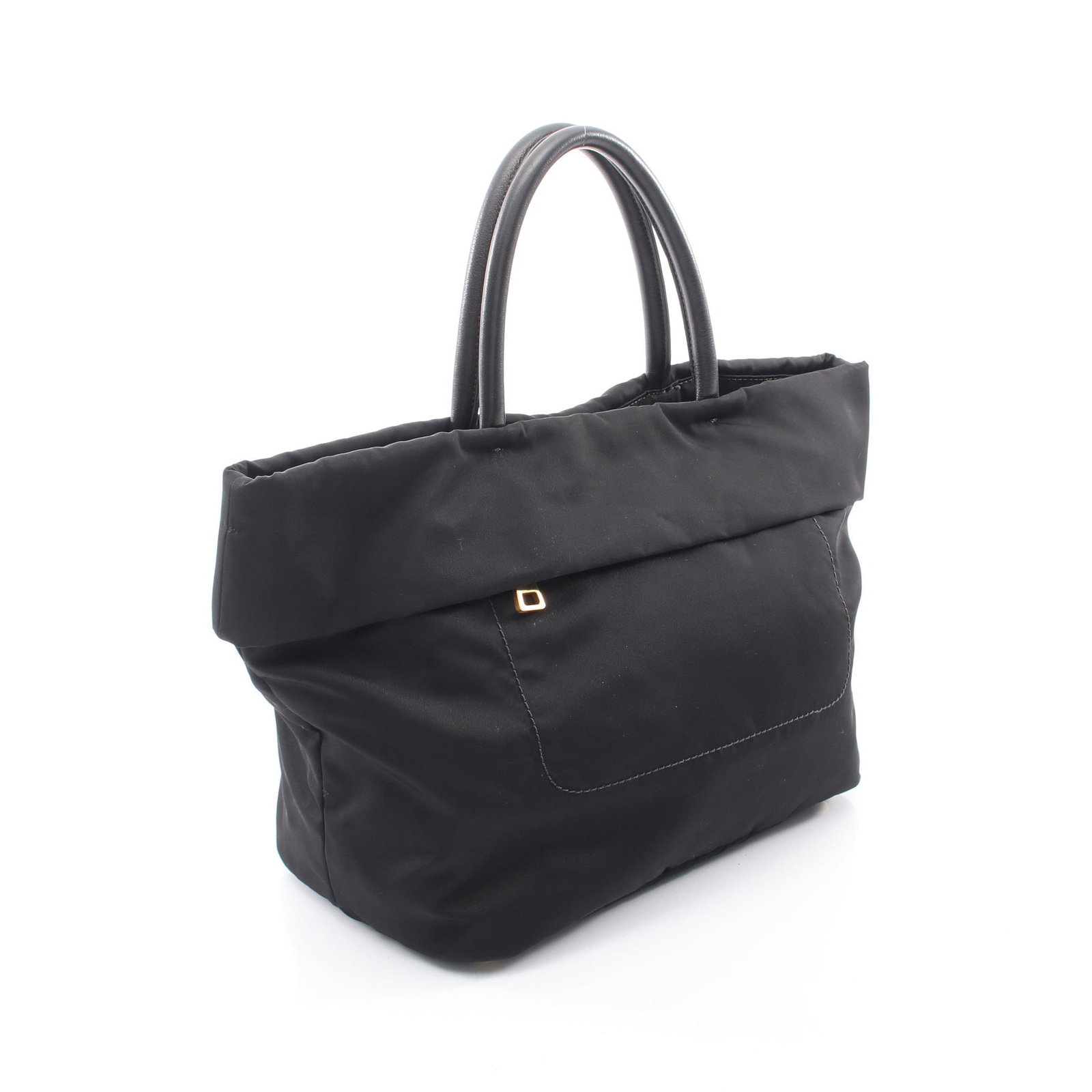 Prada Nylon Leather Tote Bag Black - 2