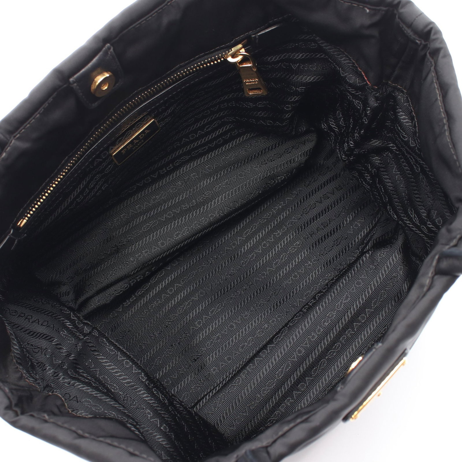 Prada Nylon Leather Tote Bag Black - 3