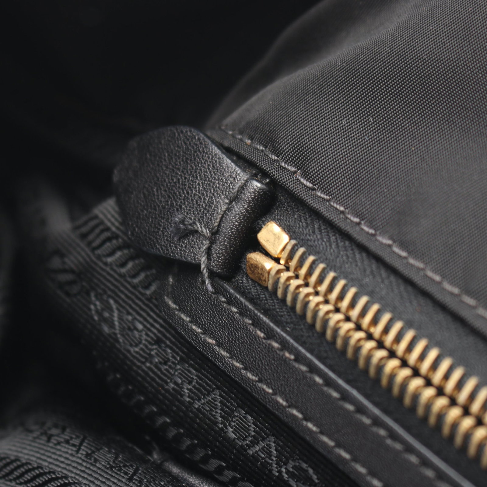 Prada Nylon Leather Tote Bag Black - 9