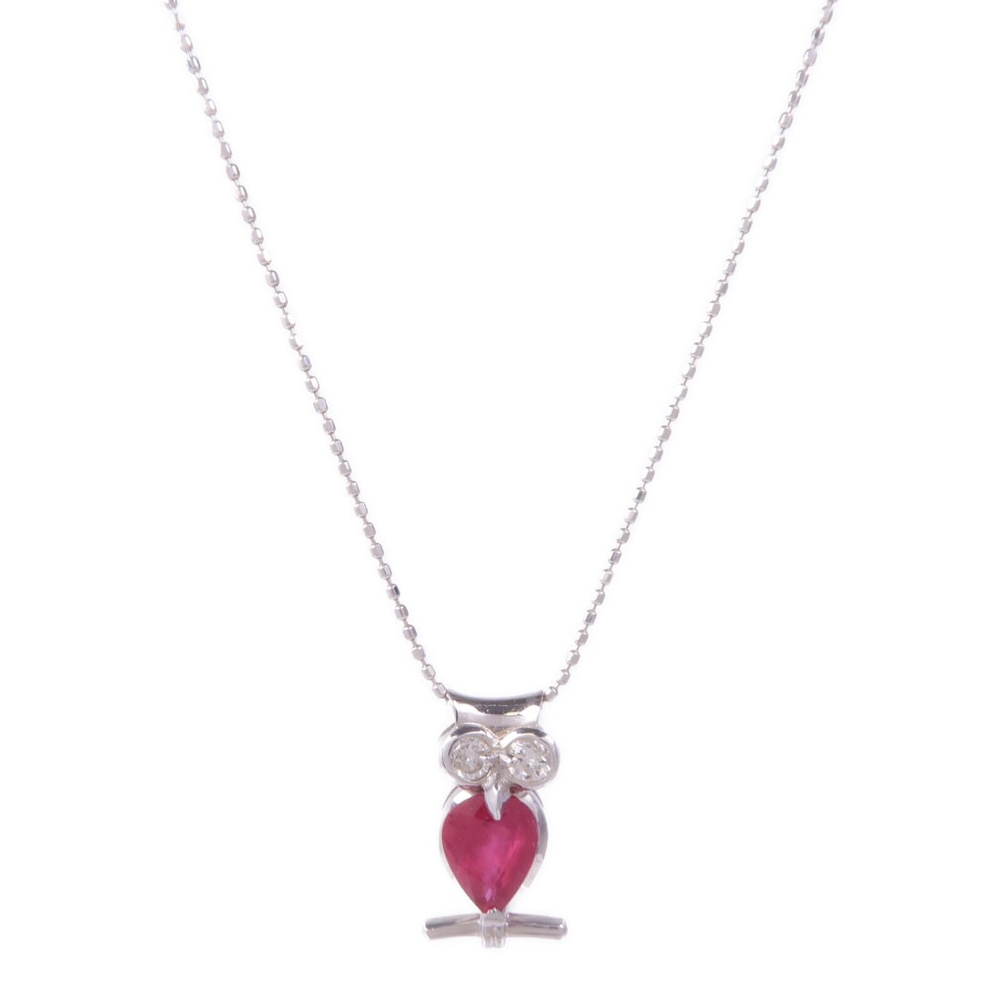 Ruby Diamond Necklace White Gold: Ruby and diamond necklace in 18K white gold.