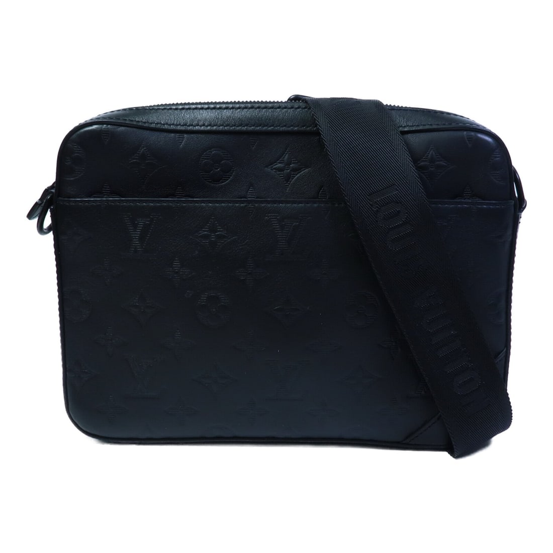 Louis Vuitton Duo Messenger: Black monogram shadow calfskin messenger bag.