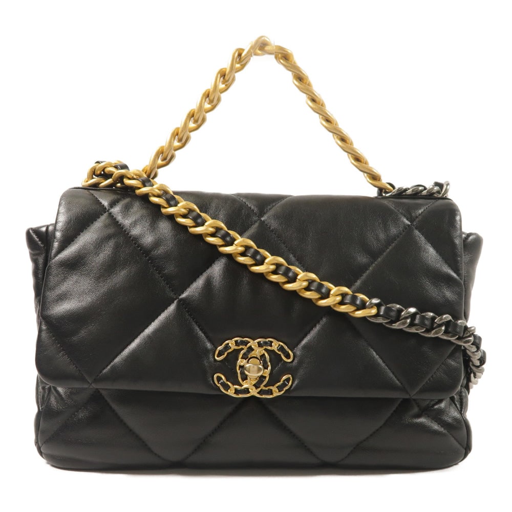 Chanel 19 2-Way Black: Black lambskin Chanel 19 2-way shoulder bag.