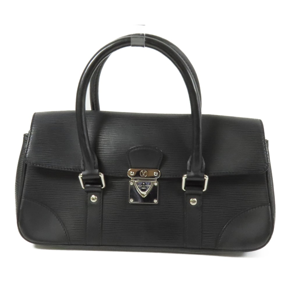 Louis Vuitton Segur PM Epi Handbag: Authenticated genuine Louis Vuitton Segur PM handbag in black Epi calfskin with silver-tone hardware. Product no. CE0065. Approx. W29 x H16 x D10 cm with 24 cm handle. No accessories listed.