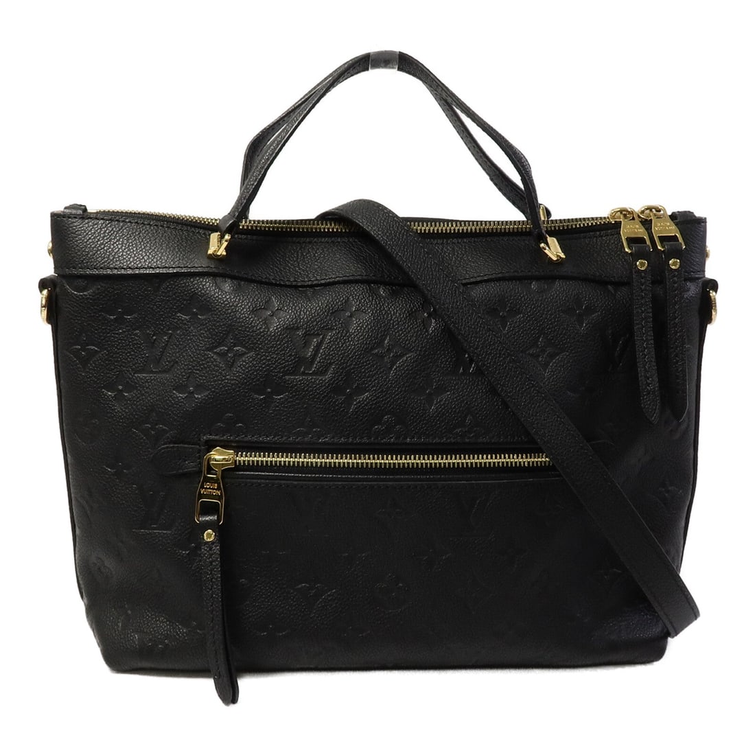 LV Bastille PM Empreinte Black: Authentic and authenticated Louis Vuitton Bastille PM 2Way shoulder bag in black Monogram Empreinte calfskin. Product no. DU0155. Approx. 30W x 25H x 11D cm with 28 cm handle and 107 cm strap. Include