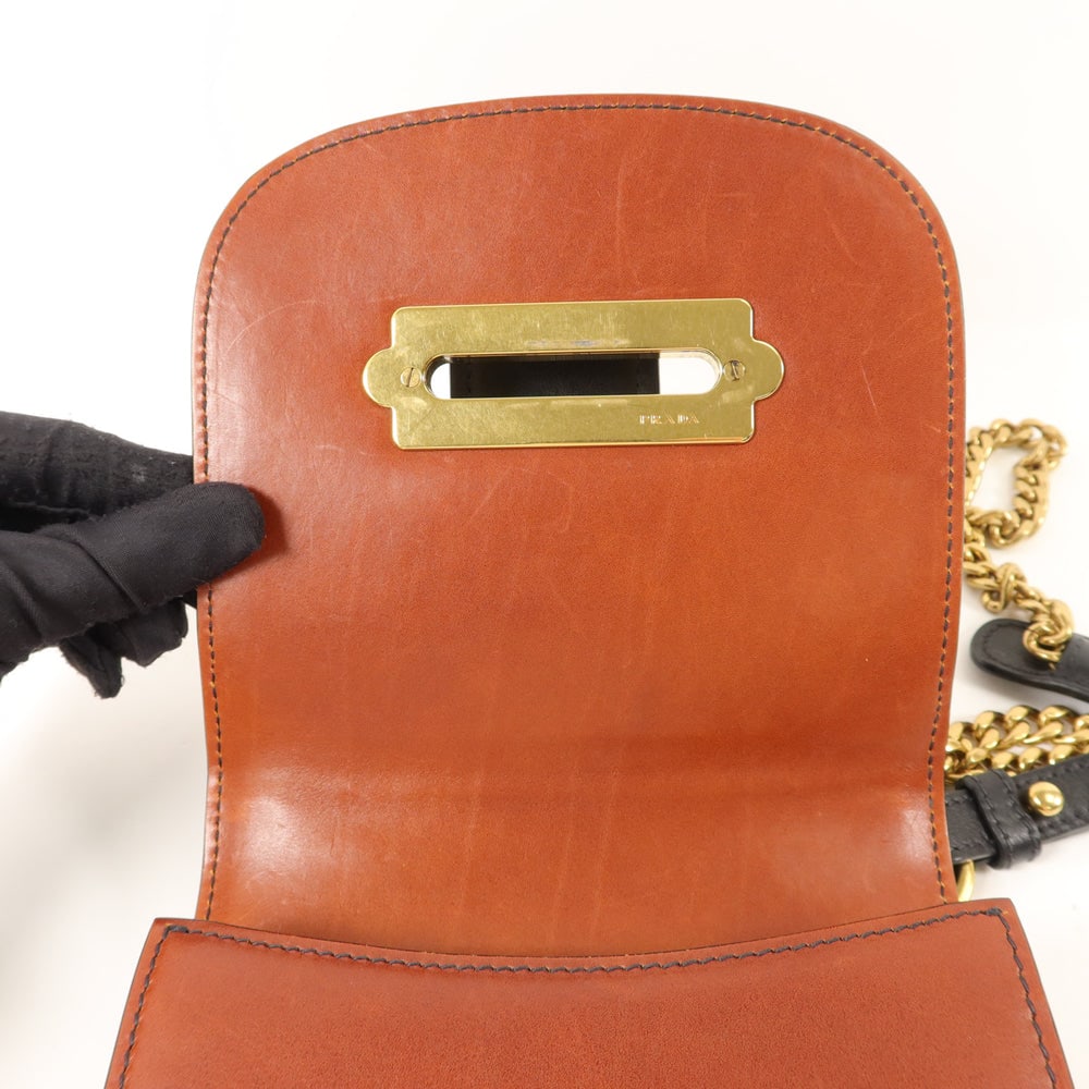Prada Chain Shoulder Brown Black - 11