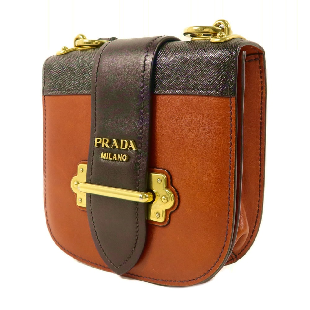 Prada Chain Shoulder Brown Black - 3
