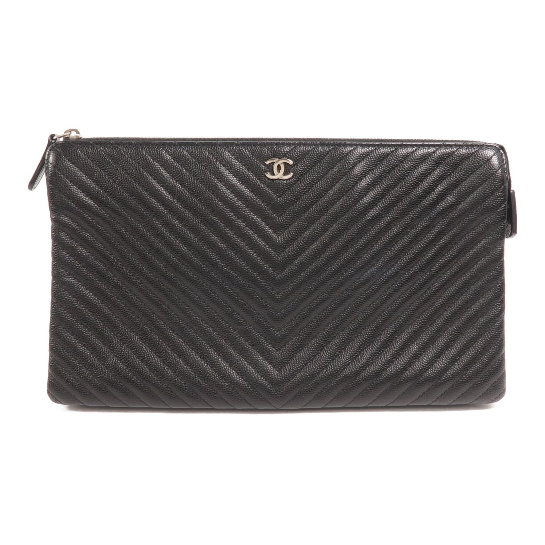 Chanel Black Calfskin Clutch Bag: Authentic and authenticated Chanel clutch bag in black calfskin. Product no. 22591249. Approx. 25W x 14.5H x 2D cm. Includes hologram sticker and guarantee.
