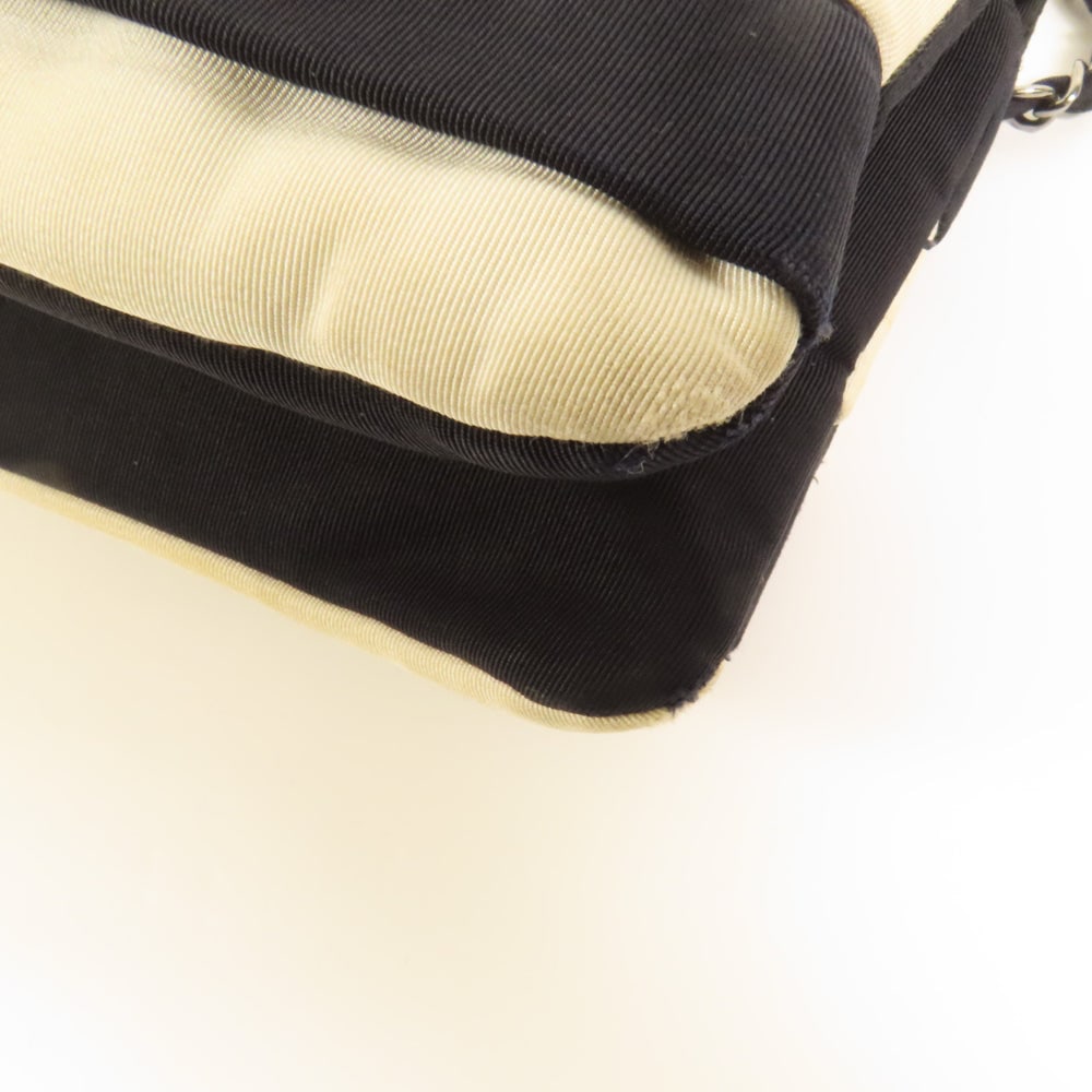 Chanel Chain Shoulder Bag Black White - 14