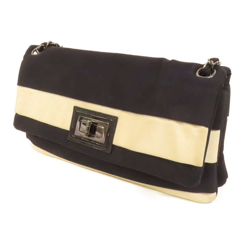Chanel Chain Shoulder Bag Black White - 3