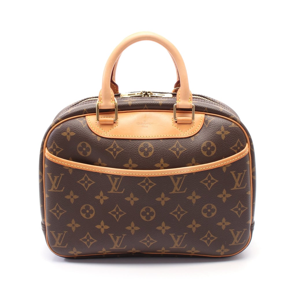Louis Vuitton Trouville Monogram Bag: Authenticated genuine Louis Vuitton Trouville handbag in brown Monogram PVC leather, model M42228, product no. BA0044. Approx. H21 x W25 top/27 base x D10.5 cm with 29 cm handle.