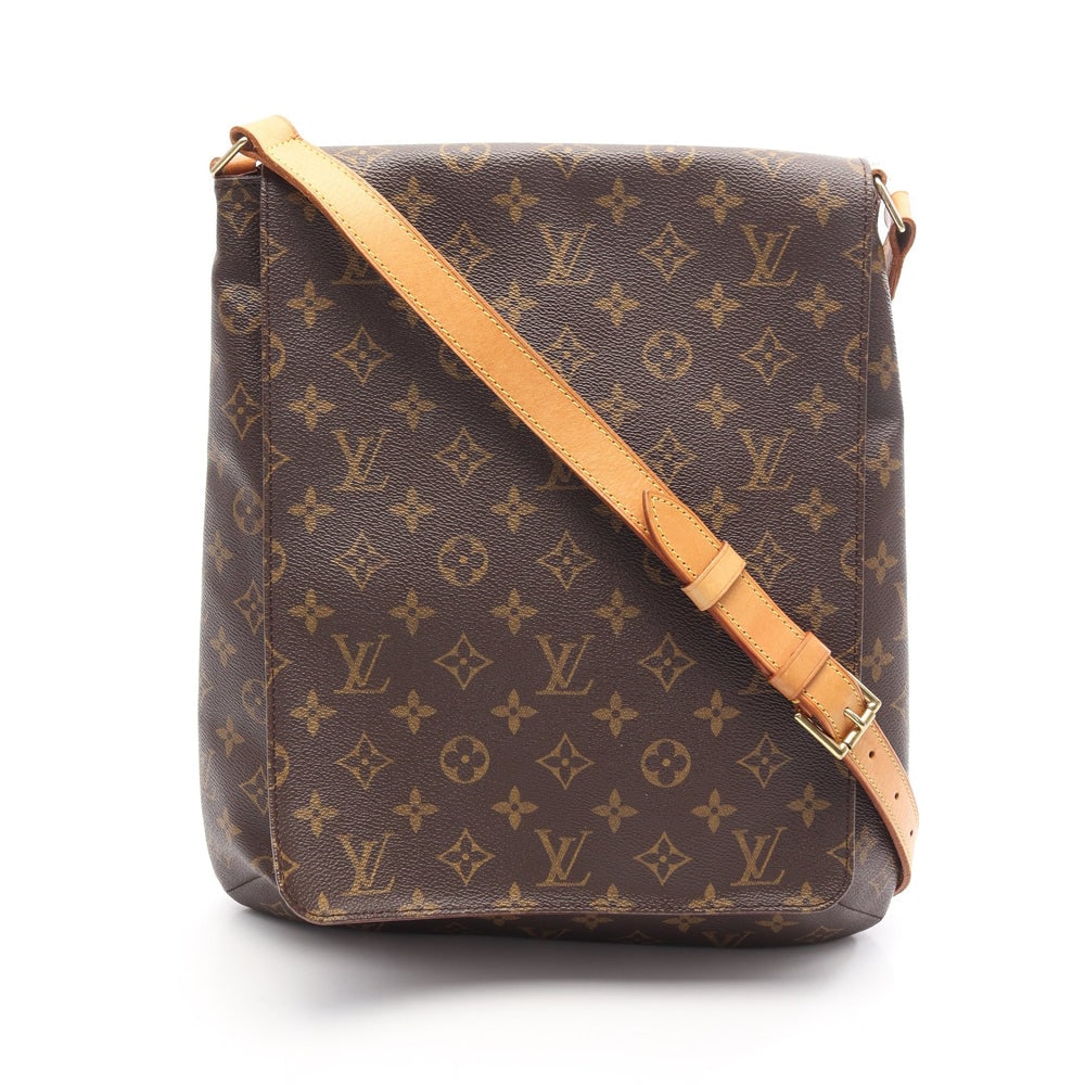 Louis Vuitton Musette Monogram Shoulder Bag: Authenticated genuine Louis Vuitton Musette shoulder bag in brown Monogram PVC leather, model M51256, product no. AS0012. Approx. H35 x W25 top/31 base x D9 cm with 86-110 cm strap.