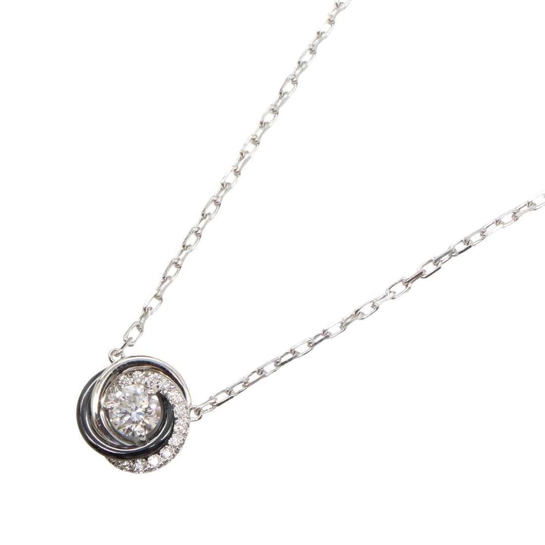 Cartier Trinity Ceramic Diamond WG: Trinity Diamond Ceramic necklace in K18 white gold with diamond.