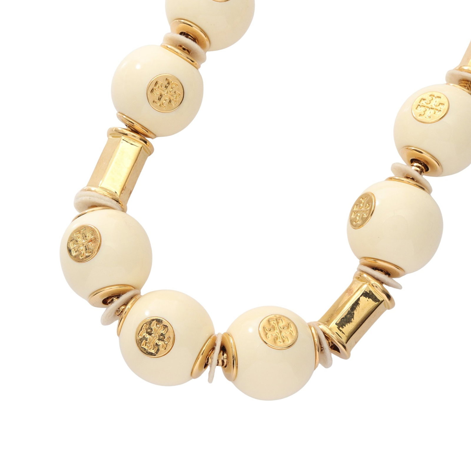 Tory Burch Logo Necklace Gold: Logo necklace in gold plated finish with ivory tone.