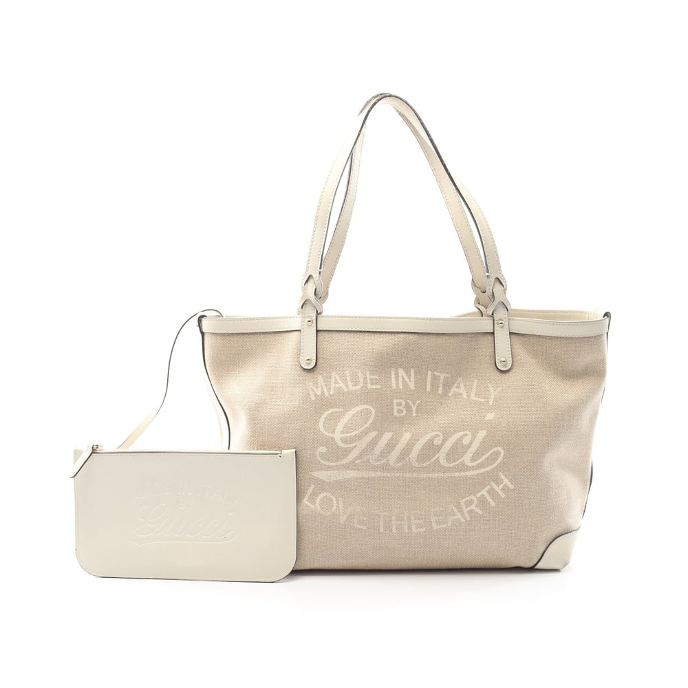 Gucci Craft Tote Beige: Gucci Craft Shoulder Tote Bag. Color: Beige. Material: Canvas Leather. Size: 45/33 X 28 X 15.5 Cm. Strap: 54 Cm. Includes: Pouch.