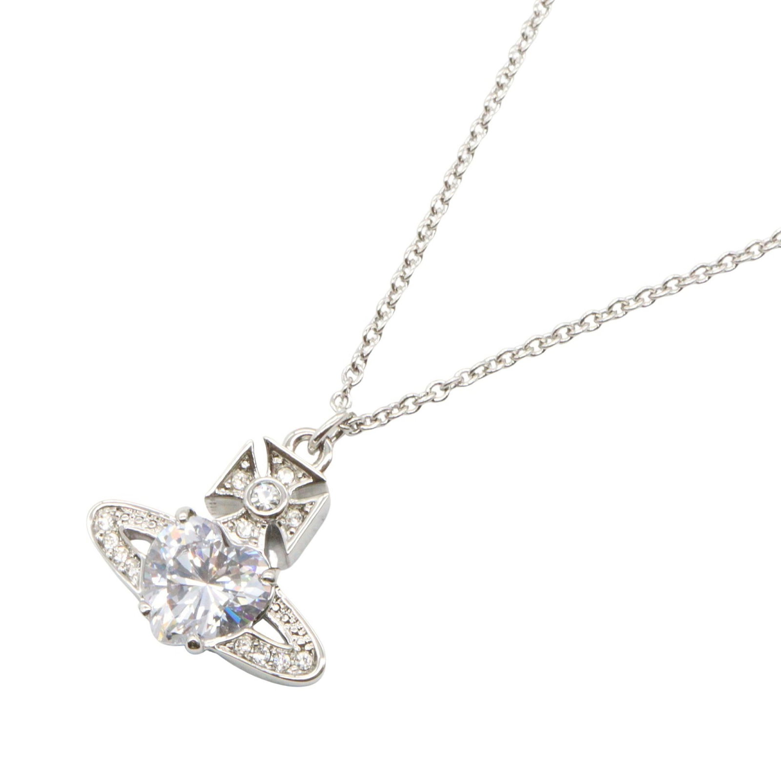 Vivienne Brass Silver Necklace: Necklace in brass with silver tone.