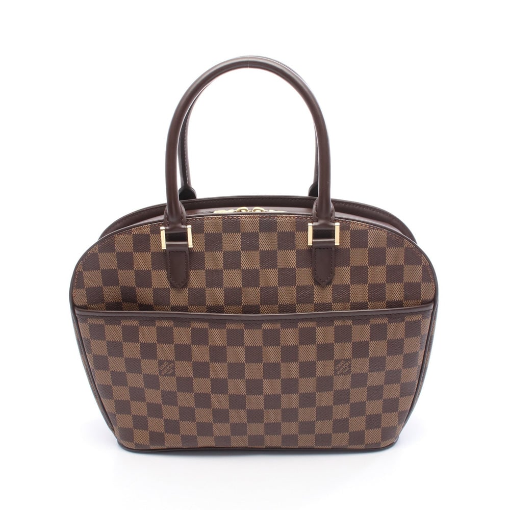Louis Vuitton Saria Horizontal Damier: Authenticated genuine Louis Vuitton Saria Horizontal handbag in brown Damier Ebene PVC leather, model N51282, product no. AR1004. Approx. H23.5 x W34 top/30 base x D9 cm with 42 cm handle.