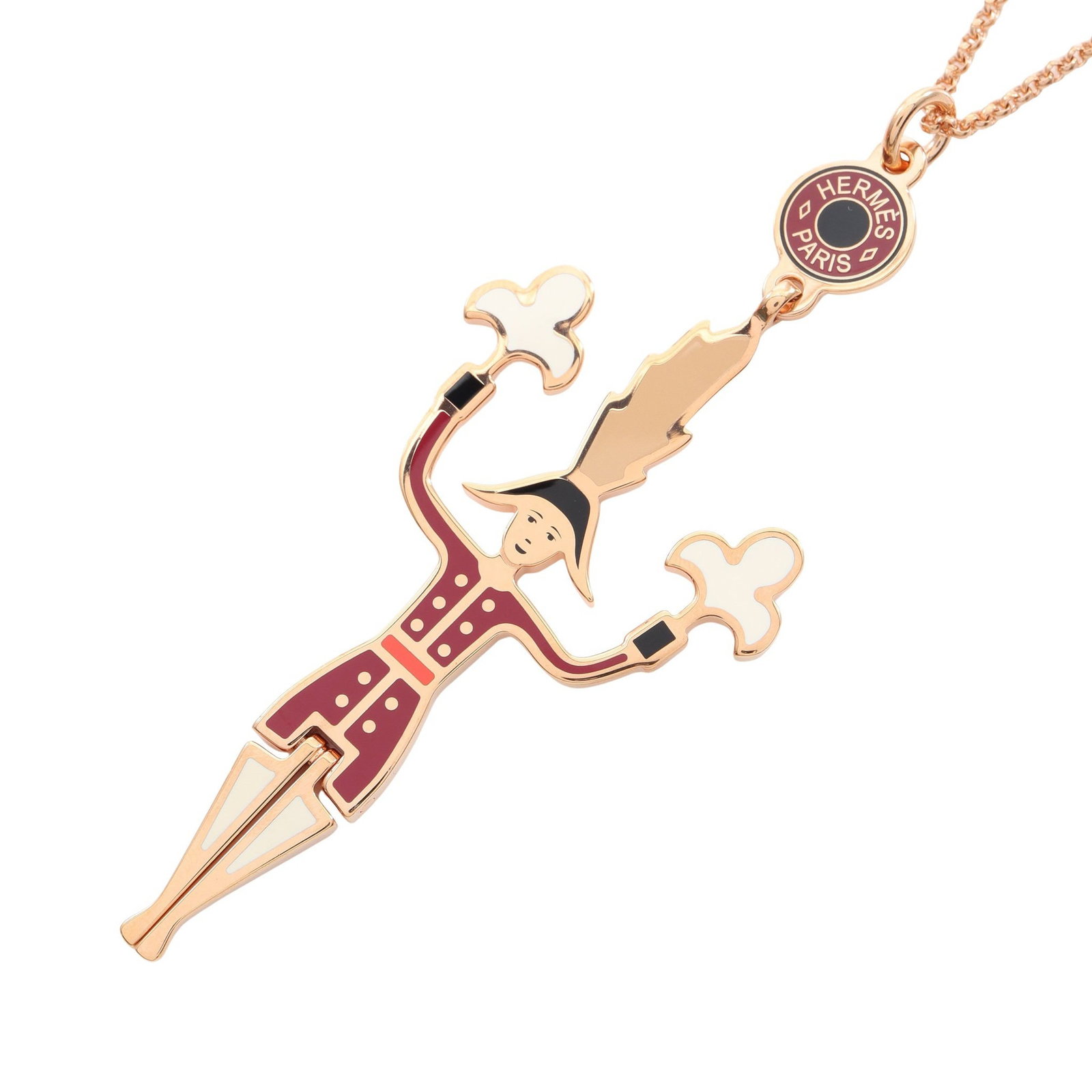 Hermes Artificier Necklace Multi: Artificier Fireworks Maker necklace in pink gold tone with multicolor detail.