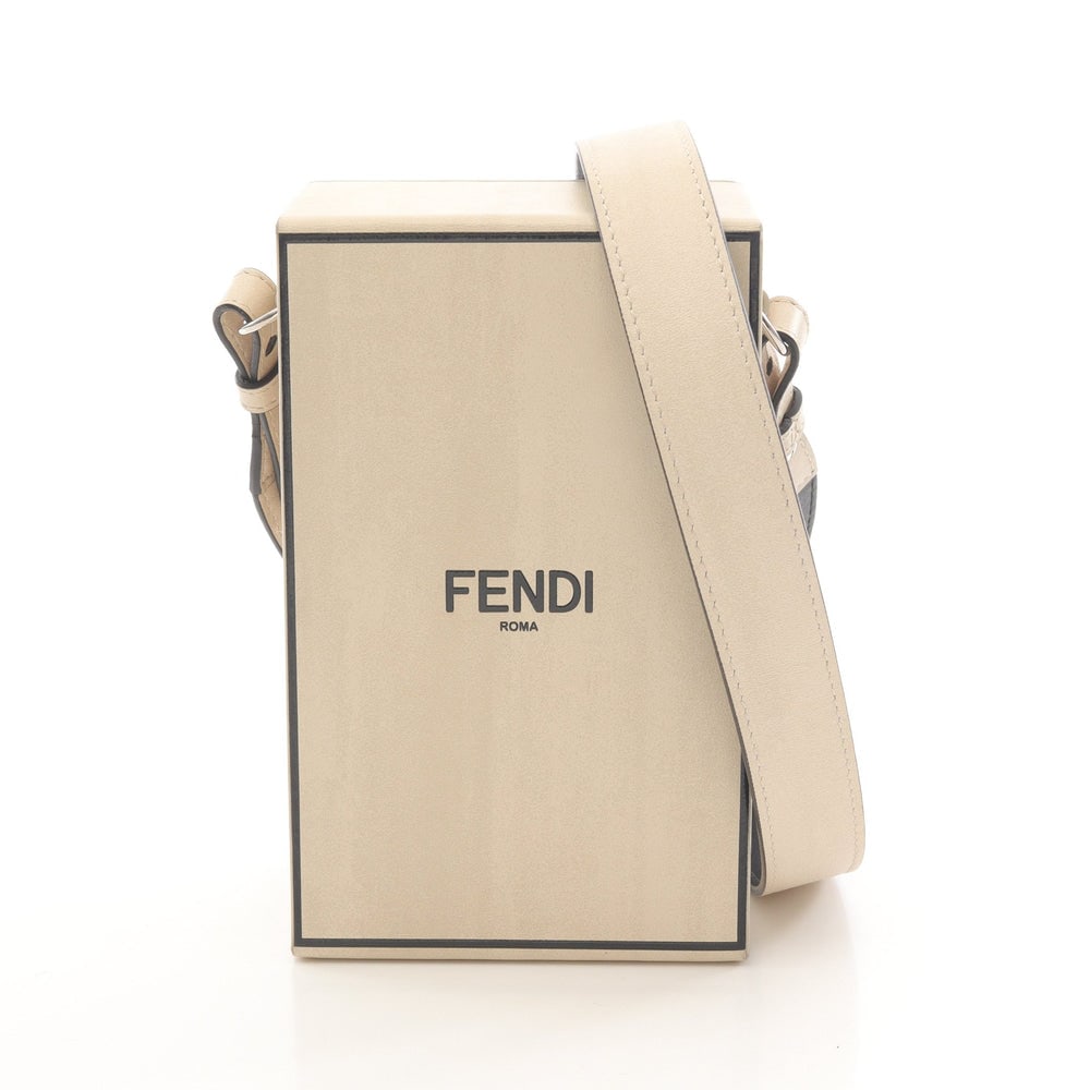Fendi Box Leather Shoulder Bag Beige: Authenticated genuine Fendi Box shoulder bag in beige leather, model 7VA519. Approx. H17 x W10 x D7 cm with 105-108 cm strap. No accessories listed.