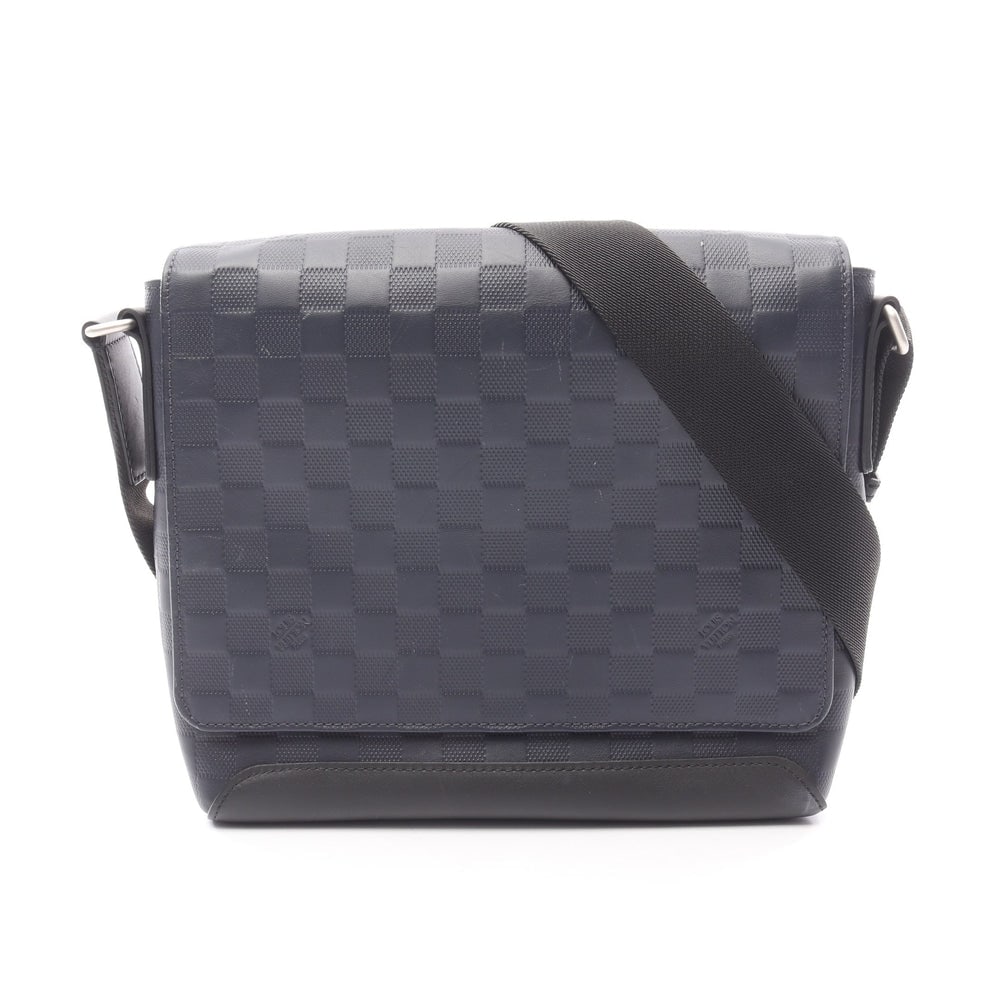 Louis Vuitton District PM Cosmos Bag: Authenticated genuine Louis Vuitton District PM Damier Infini Cosmos shoulder bag in dark navy leather, model N41285, product no. CA0179. Approx. H24 x W28 x D6 cm with 95-154 cm strap.