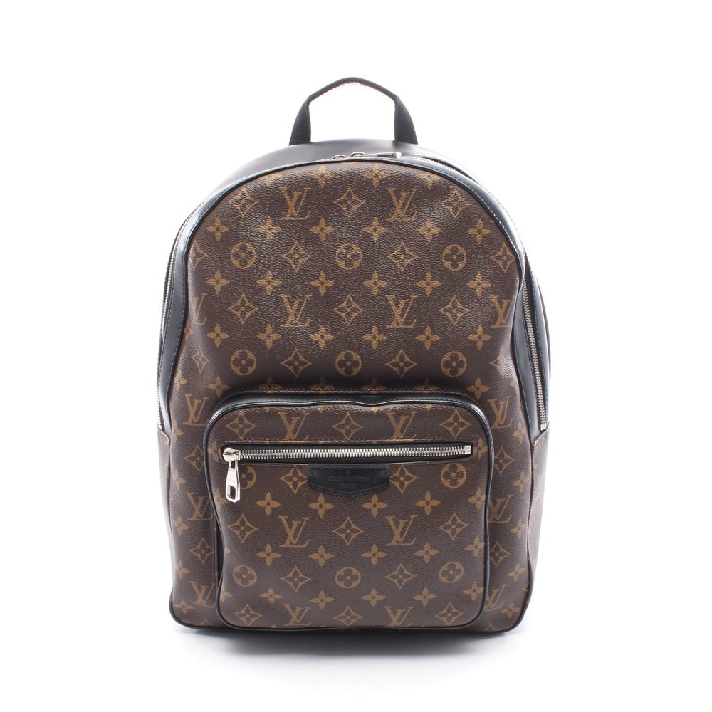 Louis Vuitton Josh Backpack: Brown and black monogram macassar PVC and leather backpack; H38 x W30 x D12 cm; strap 64-89 cm; handle 21 cm. Authentic and authenticated.